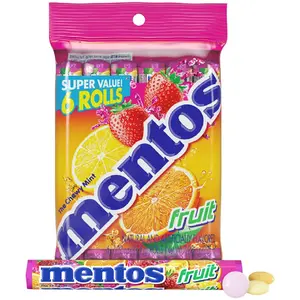 Fruit Chewy Mint Candy Roll, Mixed Fruit Flavors, Valentine's Day Candy for Parties & Favors, 14 Pieces Per Roll (Pack of 6)