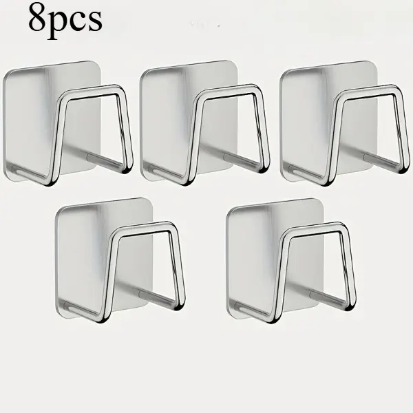 8 PackStainless Steel Wall Storage Rack with Hooks & Scale Holder | Heavy Duty Kitchen & Bathroom Organizer for Cutting Boards, Pot Lids, Space Saving for Apartment & Dorm