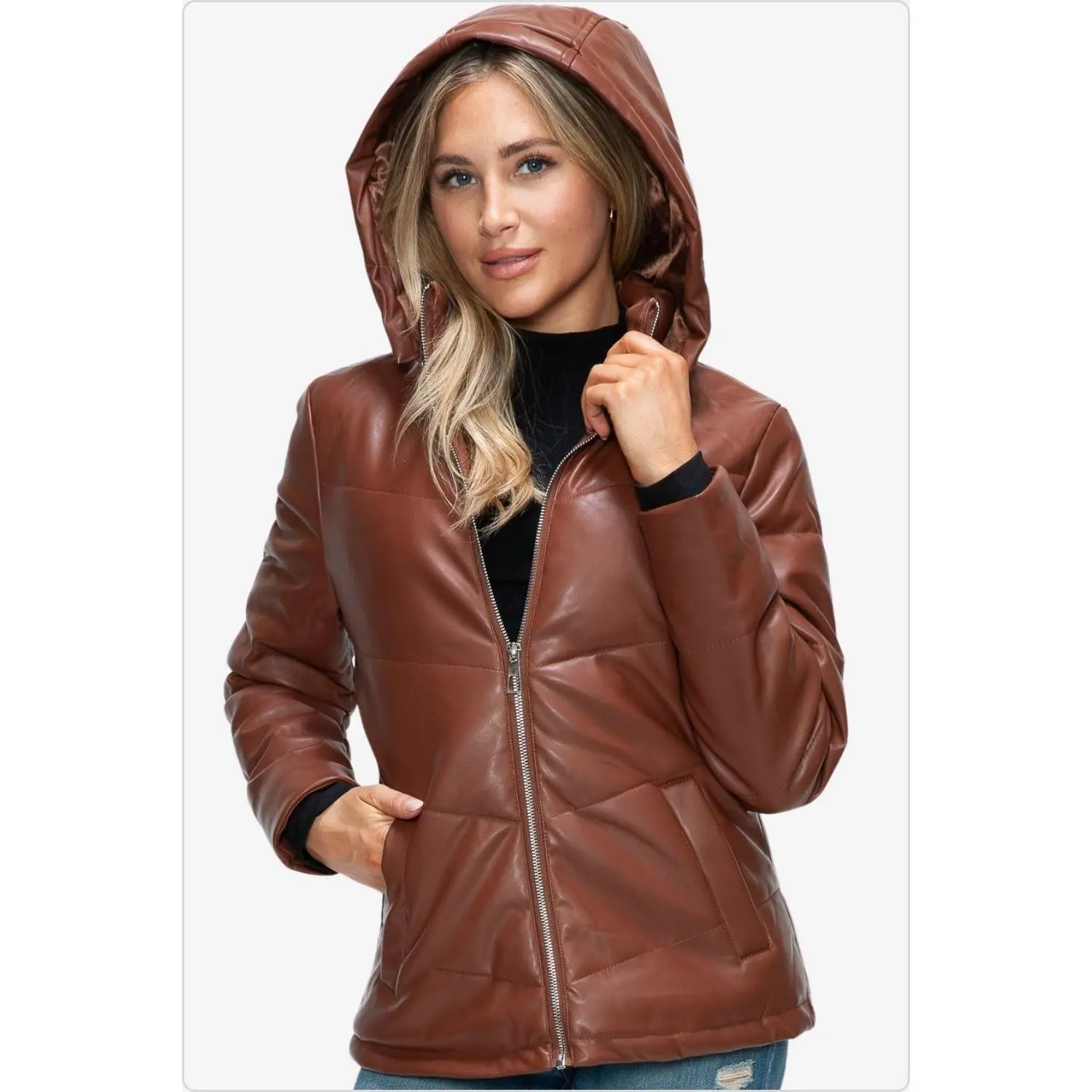 Women's Brandy Zip-Up Puffer Jacket with Removable Hood