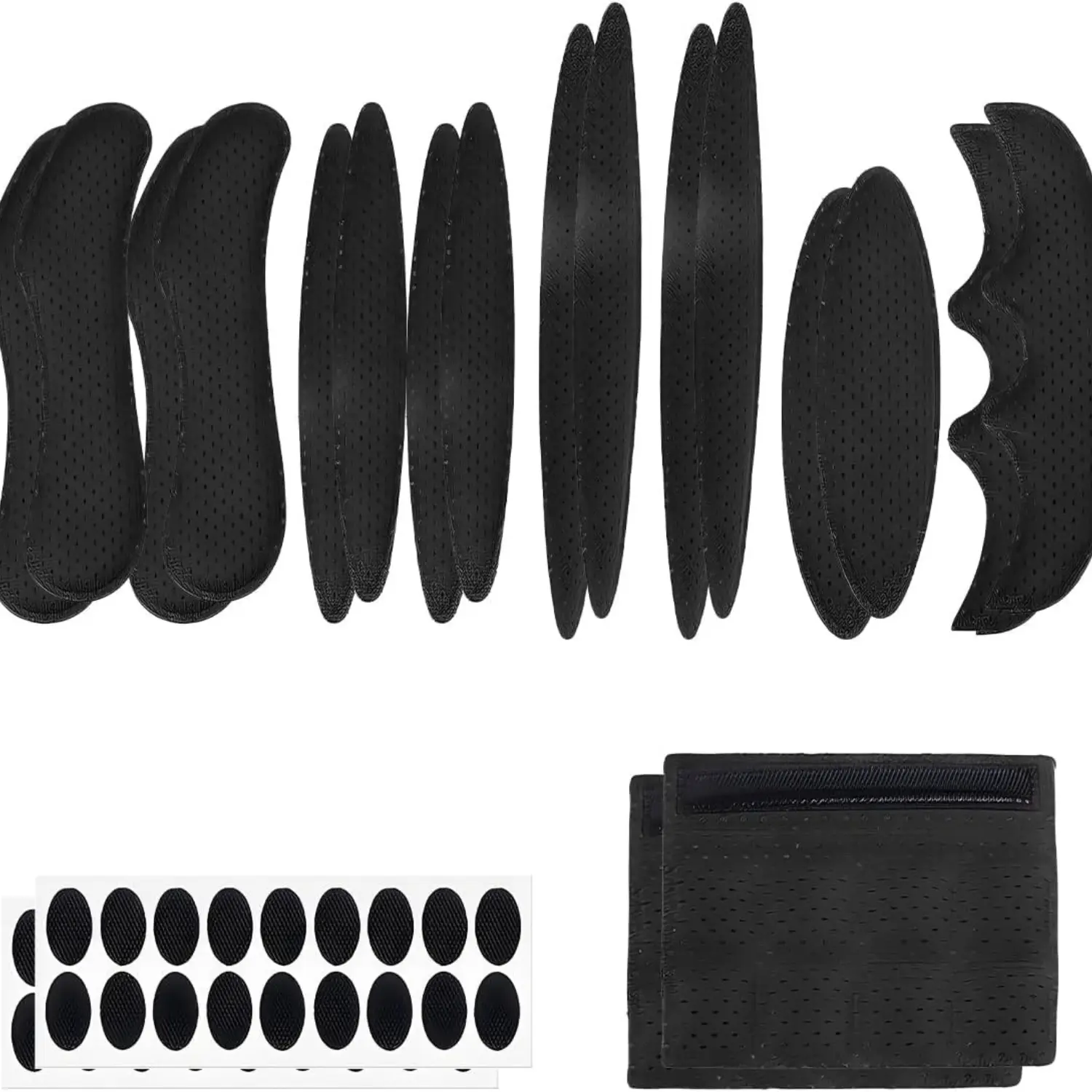 27 Piece Helmet Padding Kit 9 EVA Sponge Mesh Replacement Pads 18 Hook Loop Fasteners Breathable Cushion Inserts for Bicycle Motorcycle Electric Bike Helmets