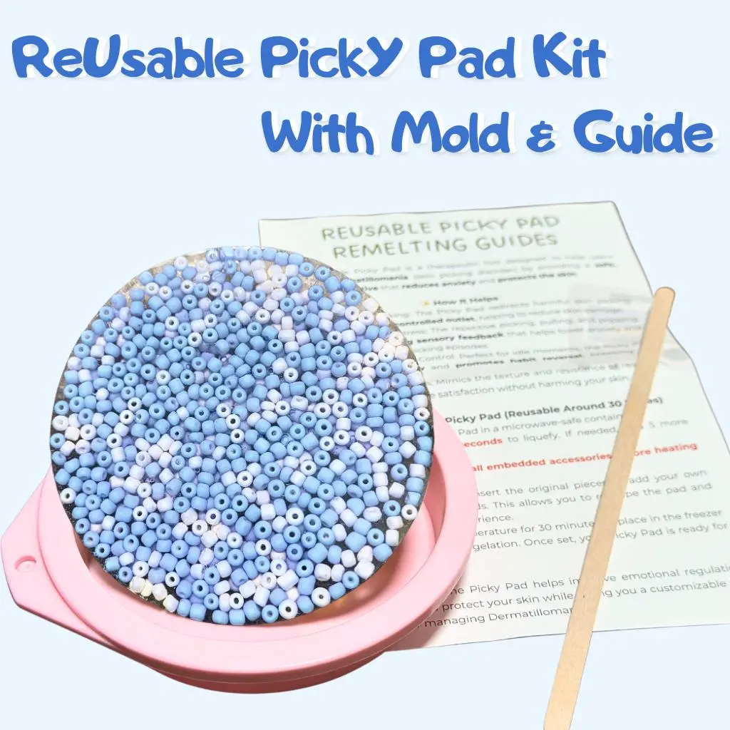 Multi-Color Bead Sensory Picky Pads Grippie Set - Sensory Friendly Fidgets, Stress Relief, Skin Picking Relief, Calm Corner Emotional Regulation, Gift-Ready