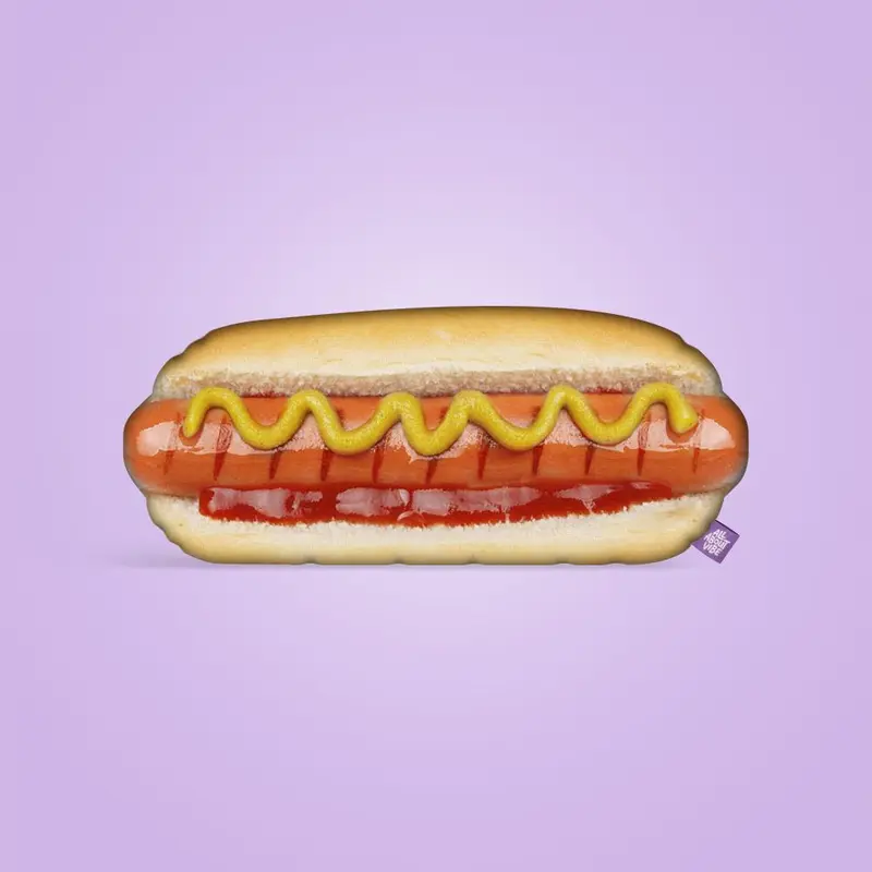 Hotdog Pillow | All About Vibe – Realistic 3D Hot Dog Throw Pillow for Couch & Bed Decor | Ultra-Soft Plush, Funny Foodie Gift, Made in USA
