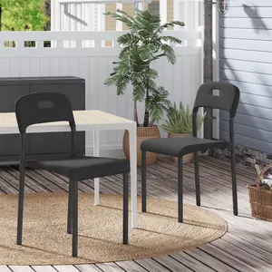 Modern Stackable Plastic Dining Chairs Set of 2 – Ergonomic, Metal Legs, Waterproof & Mark-Resistant, Easy Assembly, Versatile for Kitchen or Dining Room, Indoor/Outdoor Use, White or Black