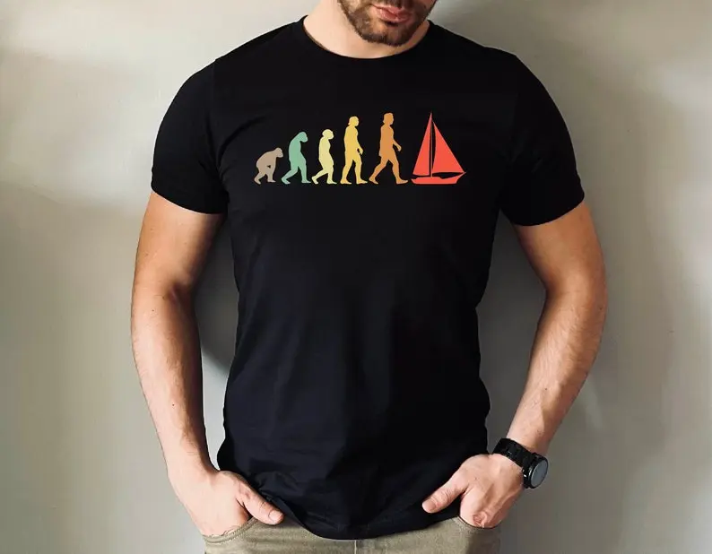 Sailing Evolution T-Shirt, Funny Sailing Tee, Sailing Dad Tshirt, Sailing Lover Gift Tee