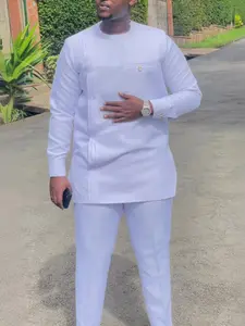 Men's Mature Suit Set, African High-End Banquet, Dashiki Jacket and Pants Coat, Two-Piece Long Shirt and Pants Set