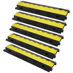 5 Pcs Cable Protector Ramp, Dual Channel 2-Channel TPU Wire Cable Cover Ramp, Heavy Duty 22000 lbs Load Capacity, Durable Floor Cable Protector for Office, Workshop, Garage and Industrial Use