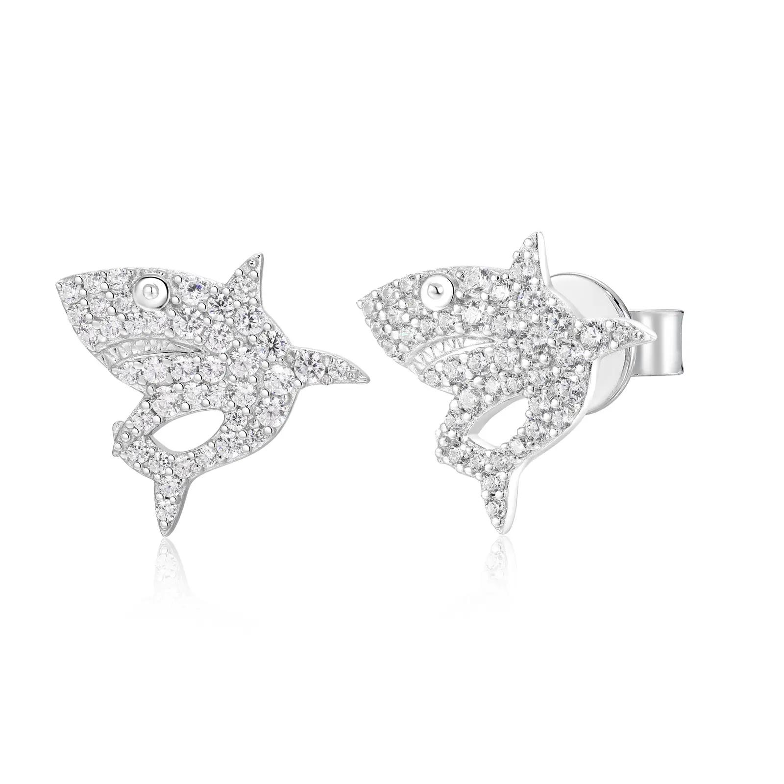 UCCIYO Shark  Earrings【#E638】Earrings UCCIYO 18k Gold-Plated Lab-Created Moissanite Earrings For Women S925 Sterling Silver Moissanite Earring Men Hip Hop Jewelry Couple Gift