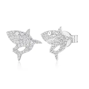 UCCIYO Shark  Earrings【#E638】Earrings UCCIYO 18k Gold-Plated Lab-Created Moissanite Earrings For Women S925 Sterling Silver Moissanite Earring Men Hip Hop Jewelry Couple Gift