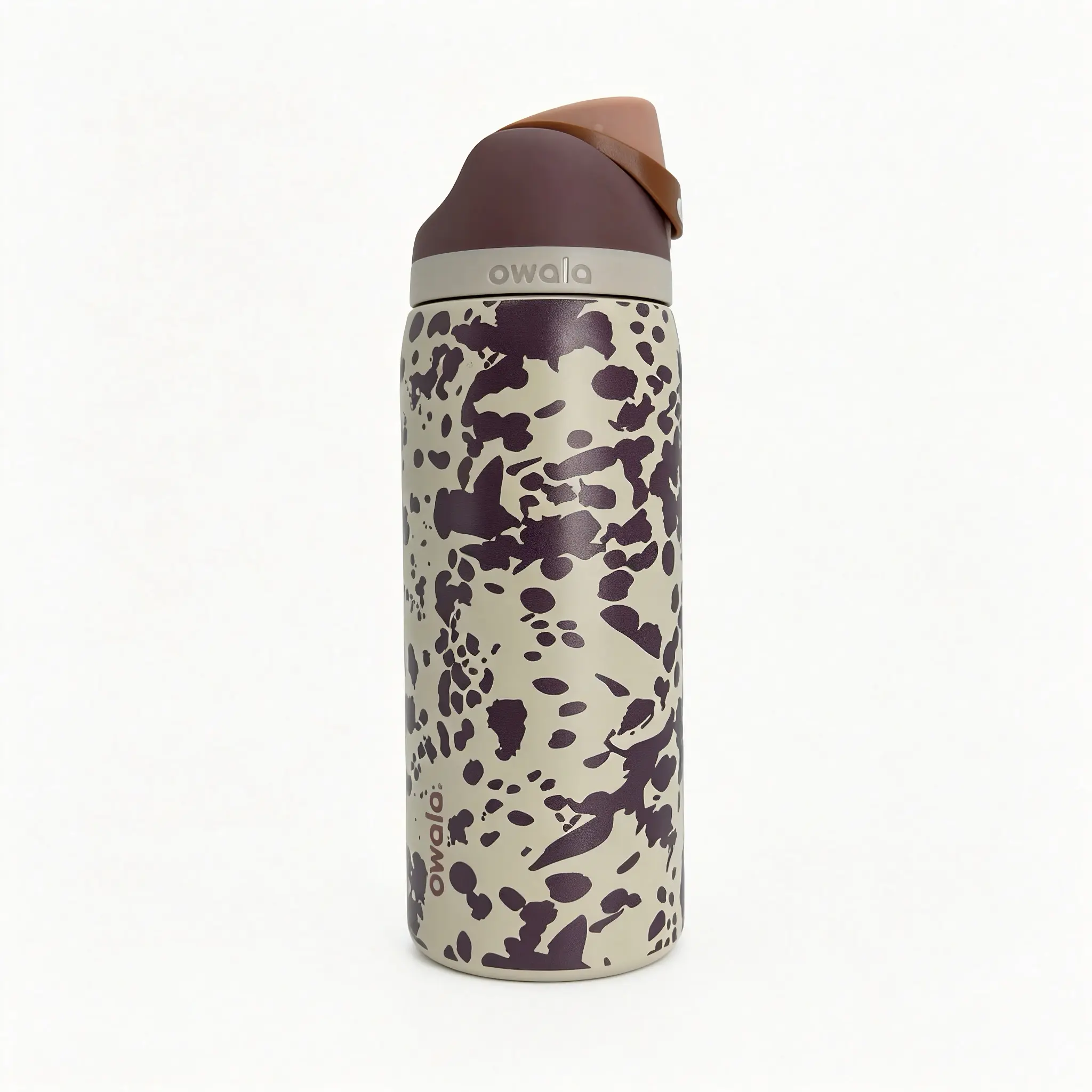 Owala 32 oz Retro Cream Brown Bullseye Print Insulated Drinkware Flask - Food Grade Stainless Steel, Lightweight, Leak-Proof, Portable, Free Drinking Bottle, Ideal for Indoor Daily Use & Road Trips, Flasks