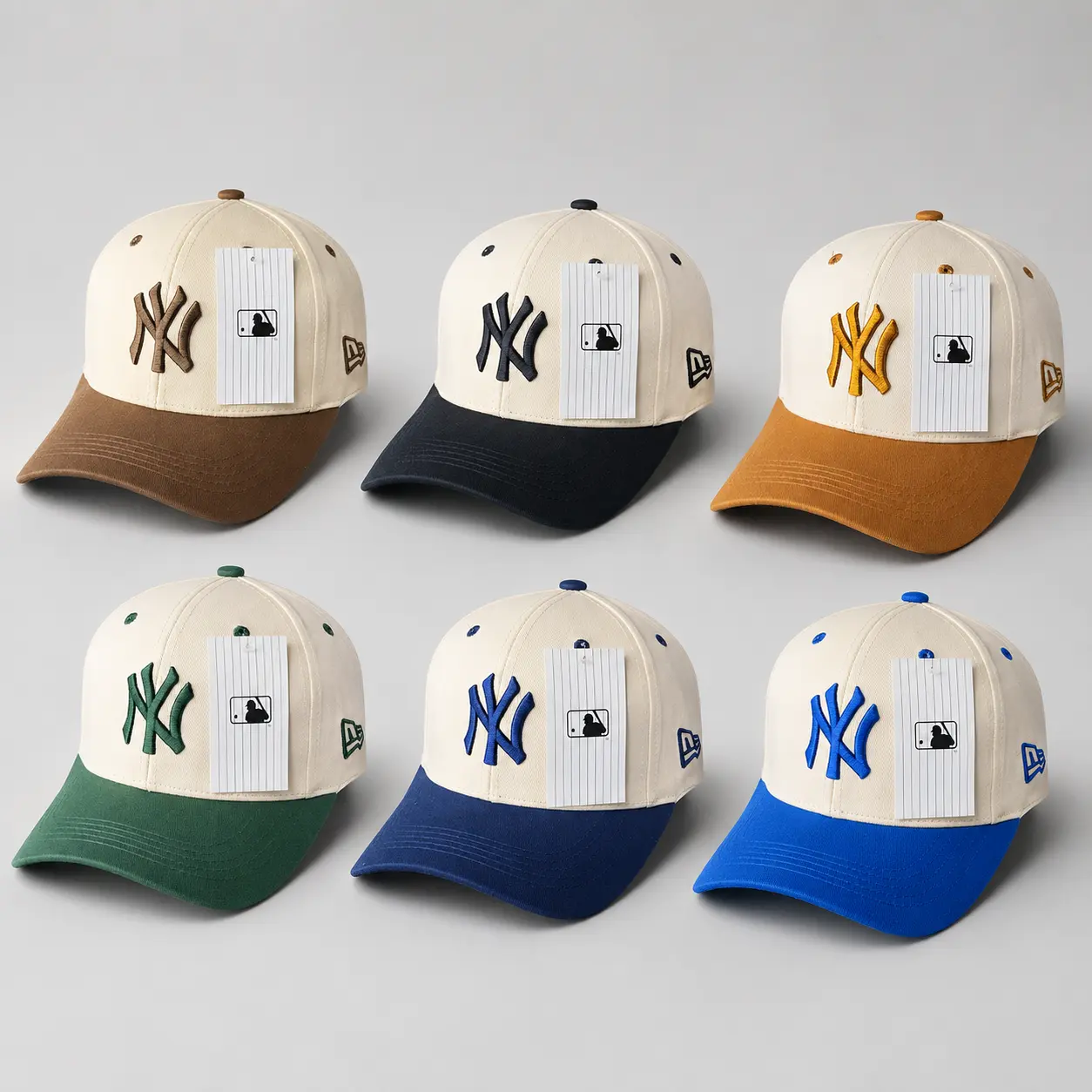 New Era New York Yankees Adjustable Baseball Cap - 2-Tone Cream Crown, Curved Brim, Embroidered NY Logo - Unisex Sports Collectible Streetwear Headwear