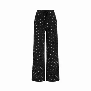 Cider Cotton-blend Mid Rise Polka Dot Straight Leg Trousers