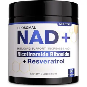 NAD+ Supplement 1000mg – Nicotinamide Riboside with Resveratrol for Anti-Aging, Energy & Focus Support, 80 Capsules