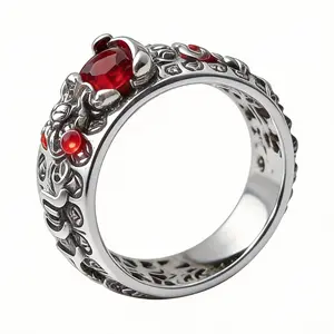 S990 Sterling Sliver Witch Ring 9mm Opening Adjustable  Ring Protection Lucky Amulet Wealth Health Buddhist Vintage  Ring for Women Men