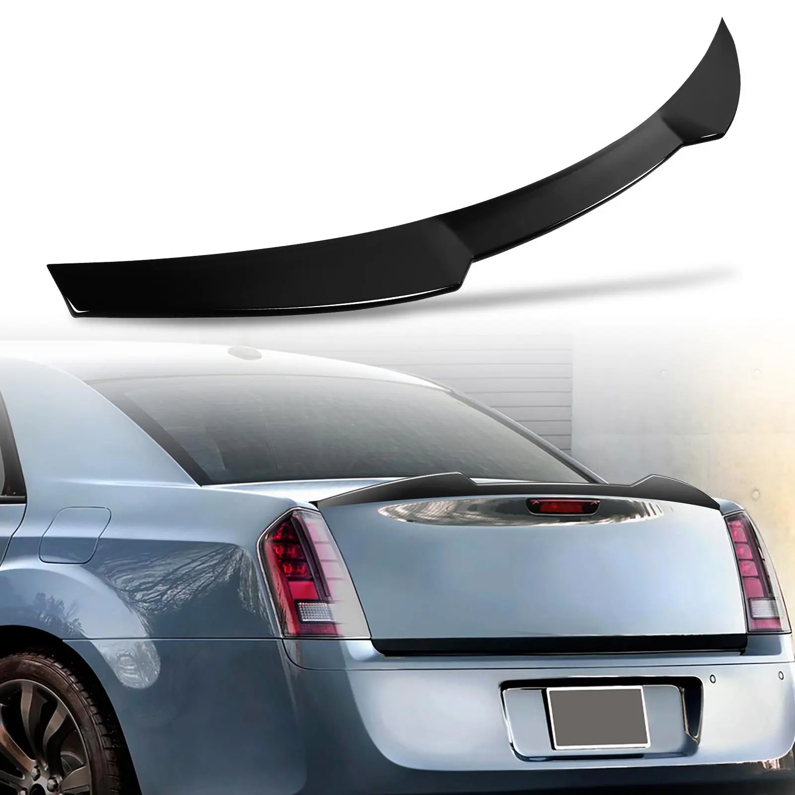 Pspeed Rear Spoiler Wing Compatible with for Chrysler 300 Sedan C 2011-2021 2023 for Chrysler 300 Sedan S 2012-2023 for Chrysler 300 Sedan Touring L 2018-2023Gloss Black Rear Trunk Spoiler valance