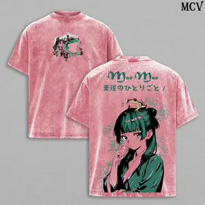 Maomao The Apothecary Diaries T-Shirt Oversize Unisex Heavy Cotton Vintage Washed Double Printed Anime Manga Graphic Tee Japanese Retro Streetwear Cosplay Womenswear Menswear Top