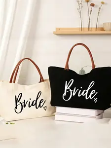 Large Capacity Tote Bag - Bridal Heart Print Handbag, Perfect for Weddings, Bridal Parties and Travel, The Perfect Holiday Gift, A Gift for Bridesmaids, Suitable for Halloween/Christmas/Thanksgiving/Valentine's Day.