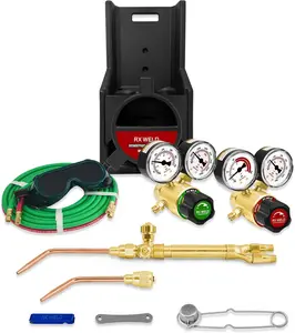 Oxy-Fuel Welding and Cutting Torch Kit - Light Duty HVAC Brazing Set with Check Valves & Tote (Cylinders Not Included)