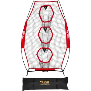 VEVOR 8x 4 inch Football Trainer Throwing Net, Training Throwing Target Practice Net with 5 Target Pockets, Knotless Net Includes Straps and Portable Carry Case, Improve QB Throwing Accuracy, RedVEVOR Super Brand Day