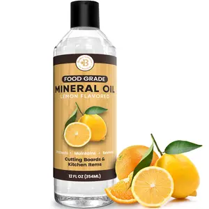 Food Grade Cutting Board Oil – Lemon Flavored - 12Fl Oz | Premium Mineral Oil for Wood, Bamboo & Butcher Blocks - Residue Free Cleaning Oil Restores Dry Boards & Prevents Cracking - Made in USA
