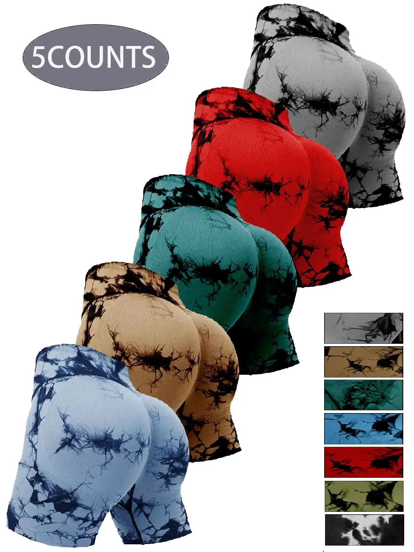 Women's Tie Dye Print High Waist Sports Shorts, Fitness Yoga Sports Support Compression Gym Shorts, Indoor and Outdoor Women's Sportswear, Active Wear