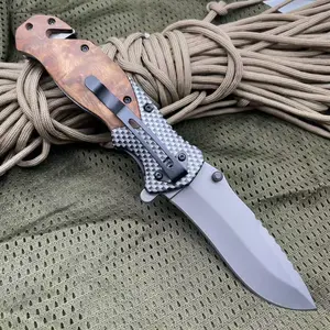 Premium Burl Wood Folding Knife | EDC Utility Tool with Bottle Opener, Rope Cutter, Glass Breaker | Outdoor Camping Emergency Pocket Knife