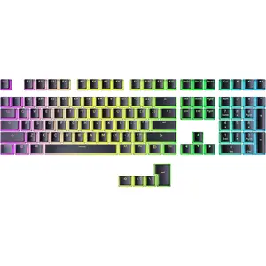 Pudding Keycaps | Double Shot PBT | 112  | Translucent Layer | Supports 60%, TKL & Full-Size RGB Mechanical Gaming Keyboards | ANSI () Layout & 4 ISO  (Black)