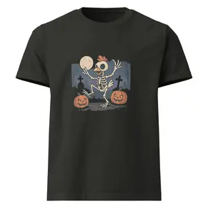 Oversized Unisex Skeleton Chicken Halloween T-Shirt – Funny Spooky Cute Graphic Tee