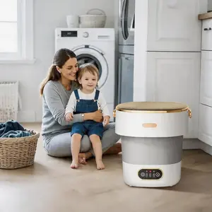 13L Portable Collapsible Mini Washing Machine with Spin Dryer, Compact Energy-Saving Laundry Washer for Underwear, Socks & Baby Clothes, Ideal for Apartment, Dorm, RV, Travel and Camping Use