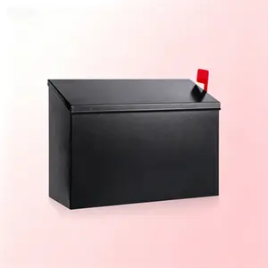 Outdoor Wall Mount Mailbox for Outside with Flag, Galvanized Steel Large Capacity Mailbox for Post, Rust-Proof Weatherproof Metal Postbox for House Office, Secure Locking Durable Design for Letters Packages, Includes 3 Sets Mailbox Numbers, 14.2"x9.5"x4"