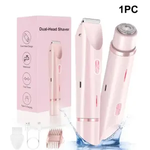 Glowshave 2-In-1 Bikini Razor, Dual Head Shaver, Cordless Waterproof Shaver, Ipx7 Waterproof Dry/wet Electric Body Trimmer, Non-Button Cell Lithium Battery, Women's Shaving Tool