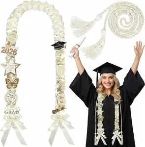 63" Graduation Leis 2026 Set Graduation Ribbon Lei with Letter and Honor Cords DIY Class of 2026 Gift for Women Men Grad Party(Open)