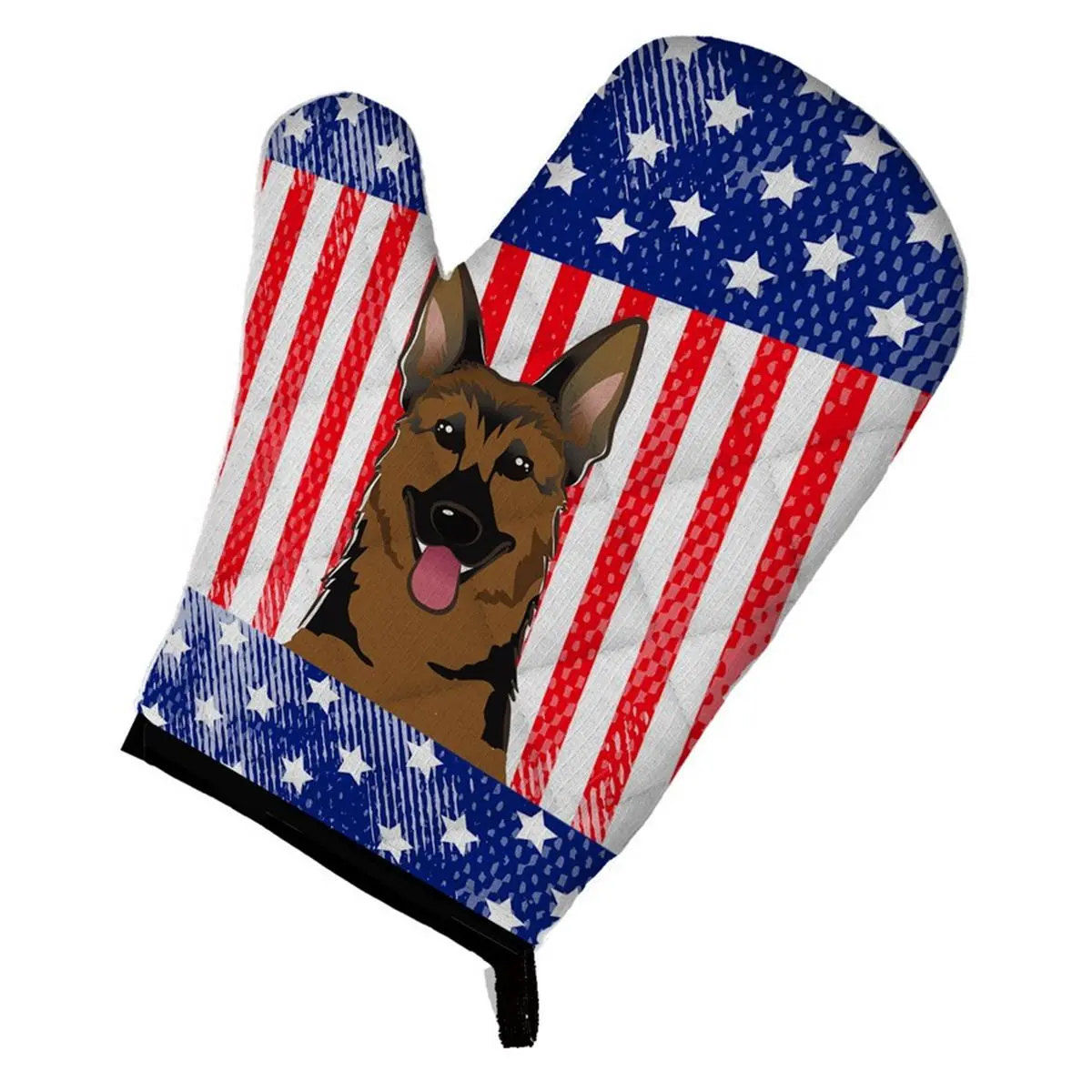 212 MAIN Quilted Fabric Heatproof 5-Layer Thick Kitchen Oven Mitt - 8.5" h x 1" w x 12" l, American Flag/German Shepherd Designs, Ideal for Moms, Chefs, Animals Lovers, Bakeware Use