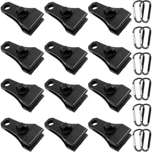 24 Pcs Upgraded Heavy Duty Large Tarp Clips Lock Grip Tarp Clamps Thumb Screw Tent Fasteners with Carabiner for Camping Awnings Caravan Canopies Car Truck Swimming Pool Boat Cover