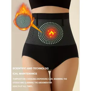 Women'S Thermal Nylon High-Waist Shapewear Briefs, Solid Color, Knit Fabric, High Stretch, with Ical Maintenance Technology for Postpartum Recovery and Abdominal Support Womenswear