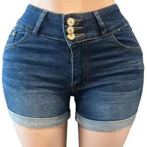 Women's Button Fly Pocket Denim Shorts ,Casual Skinny Jeans Shorts for Summer