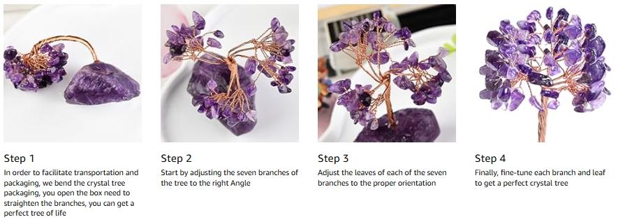 Amethyst Crystal Tree of Life,Money Tree Decorations,Crystals and Healing Stones,Reiki Positive Energy Gemstones,Purple Room Office Desk Feng Shui Decor Meditation Gifts for Women