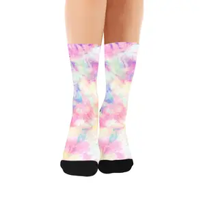 Pink Rose Tie Dye Custom Socks for Women