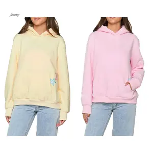 Womens Star Embroidery Hoodie Long Sleeve Hooded Sweatshirt with Pocket Casual Pullover Streetwear for Winter Fall