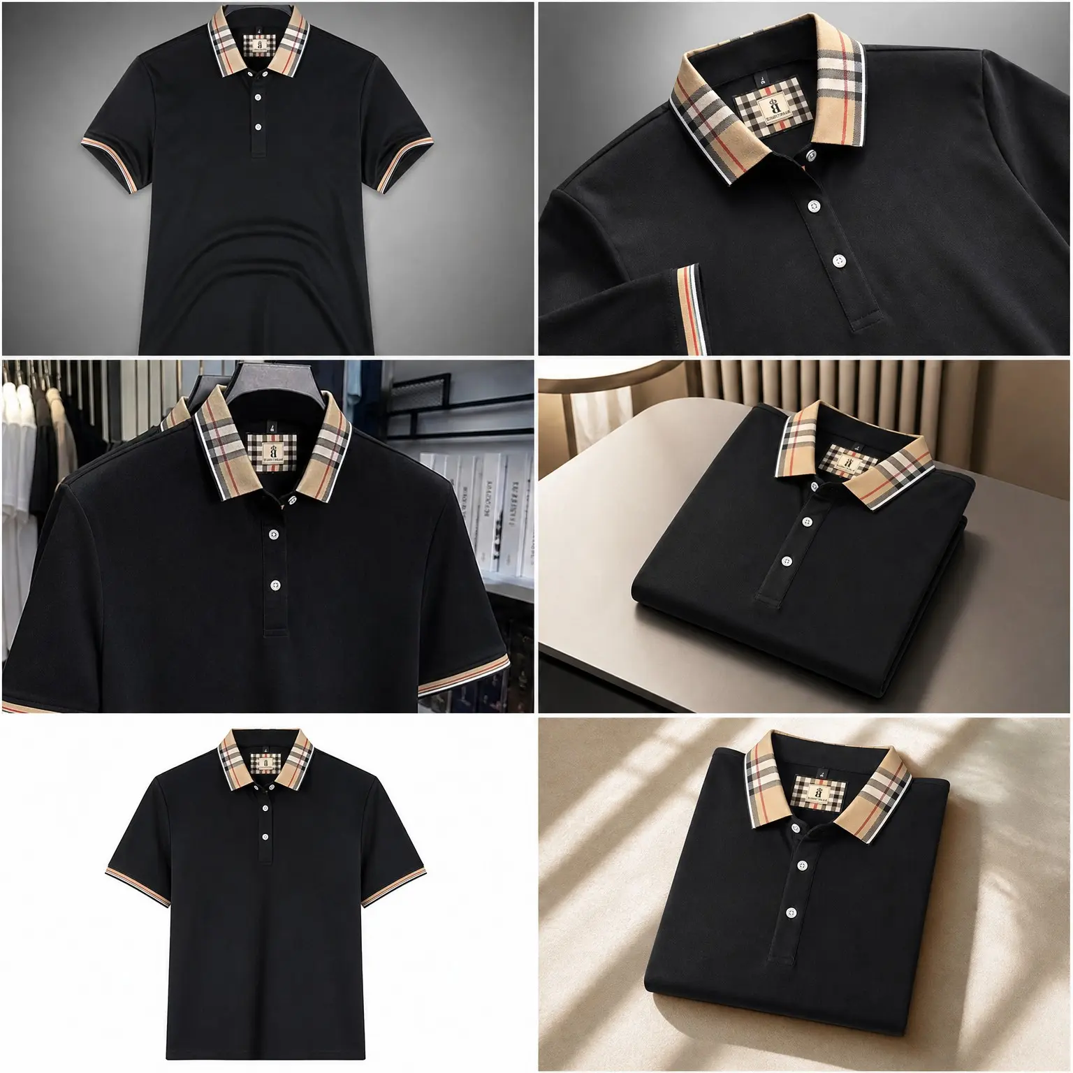 Men's Summer New Silk Cotton Breathable Fashion Top Casual Business Plaid Lapel Short Sleeve T-Shirt Lightweight Comfortable Daily Office Outfit Versatile Stylish Buttons DesignGift（gift）Gift