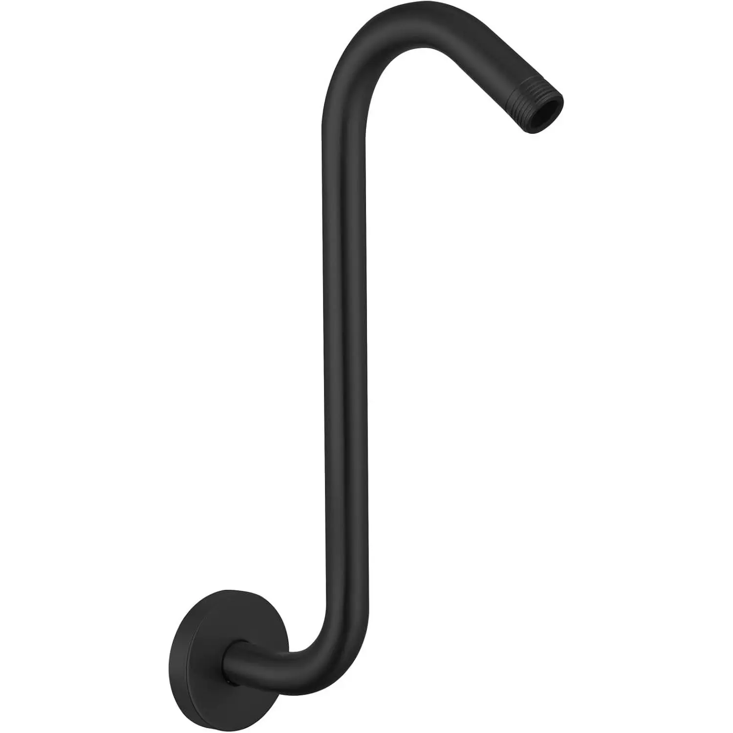 12 Inch Shower  Extension Arm with Flange, S Shaped Shower  Riser Pipe, Stainless Steel Long Goose   Standard 1/2" Connection (Black)