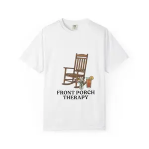 Front Porch Therapy T-Shirt — Rocking Chair & Sweet Tea Design