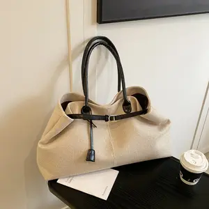 BIGWIG Women's Lightweight Plain Canvas Tote Bag - Durable Leather Handles, Classic Minimalist Design, Spacious Interior for Work Commute and Travel Essentials