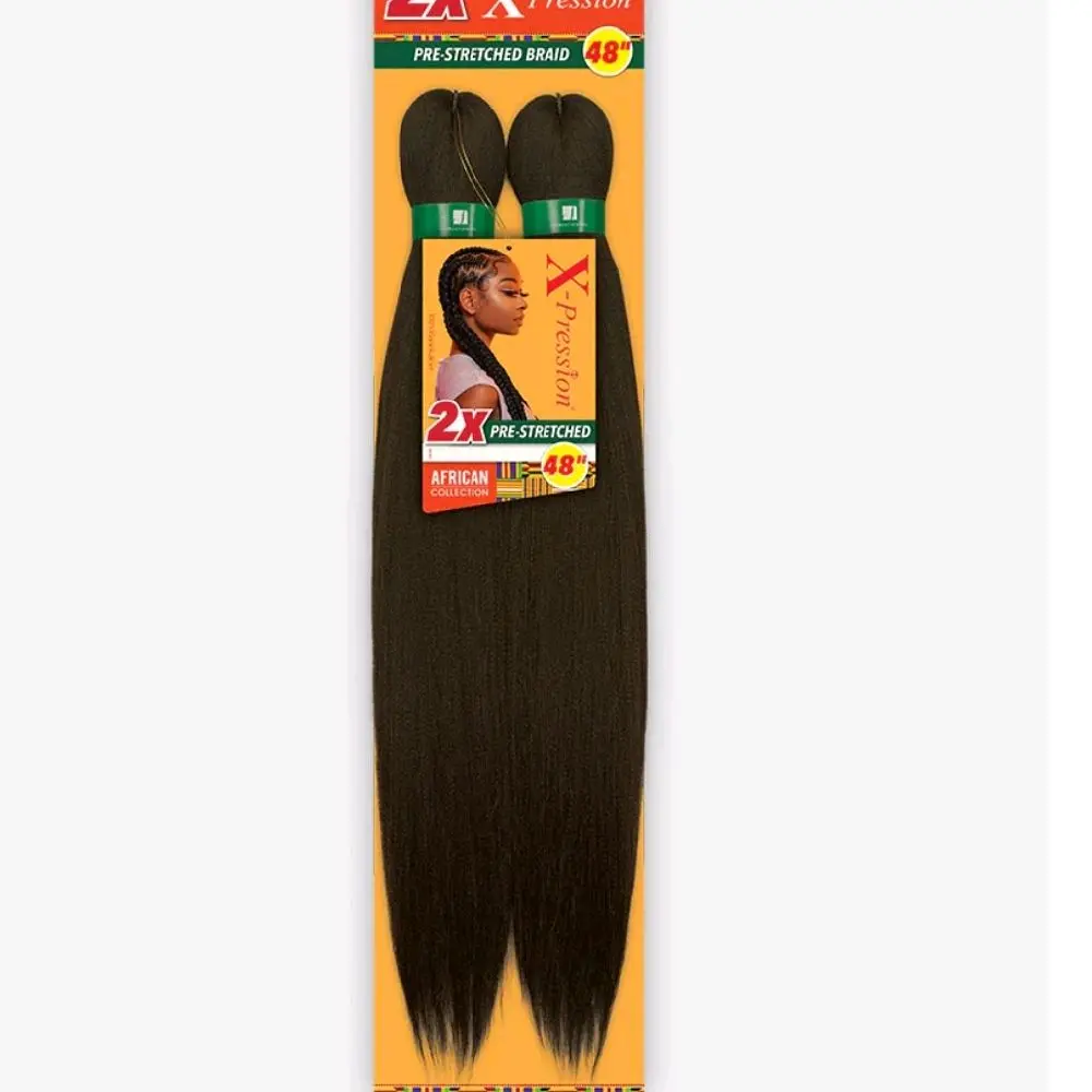 Xpression 2X Pre-Stretched Braiding Hair 48 African American Color Natural Look