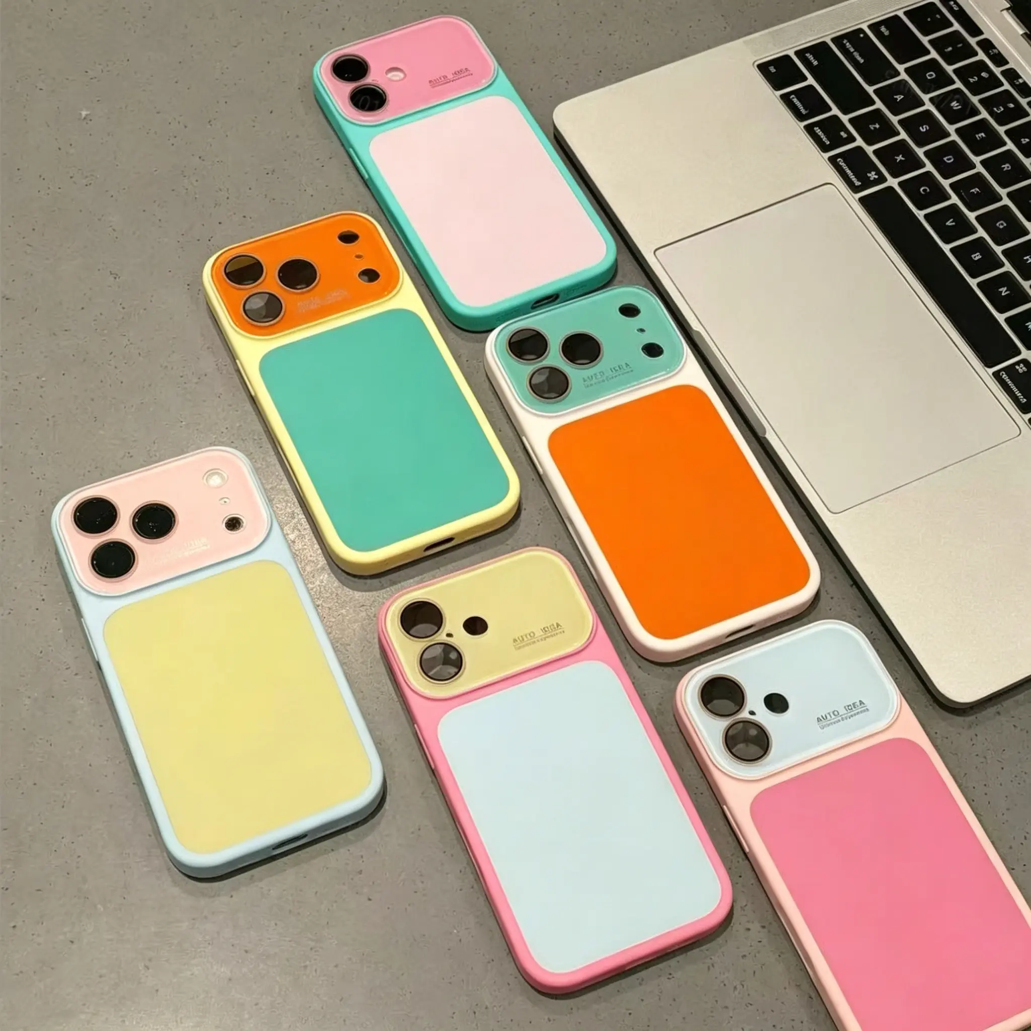 Summer Vibe Dopamine Color Block Phone Case for iPhone 17/16/15/14/13 Pro Max – Soft Touch Minimal Aesthetic Shockproof Cover, Cute Multi-Color Everyday Protective Case., Smartphone, Handheld