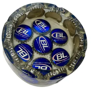 BudLight Handmade Ashtray With Vintage Beer Caps