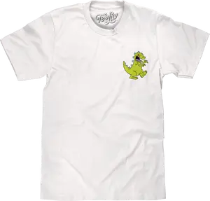 Rugrats Reptar Front and Back Print T-Shirt - White