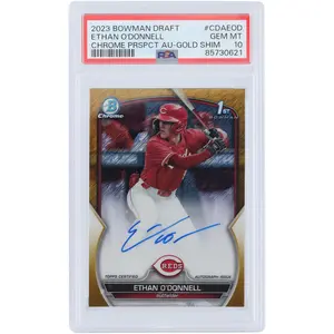 Ethan O'Donnell Cincinnati Reds Autographed 2023 Bowman Draft 1st Bowman Gold Shimmer #CDA-EOD #48/50 PSA Authenticated 10 Card - Fanatics Authentic Certified