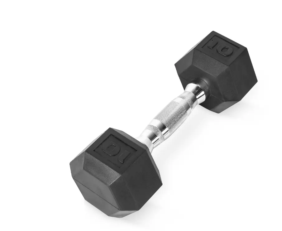 10lb Rubber Hex Dumbbell, Single 10lb Rubber Hex Dumbbell, Single