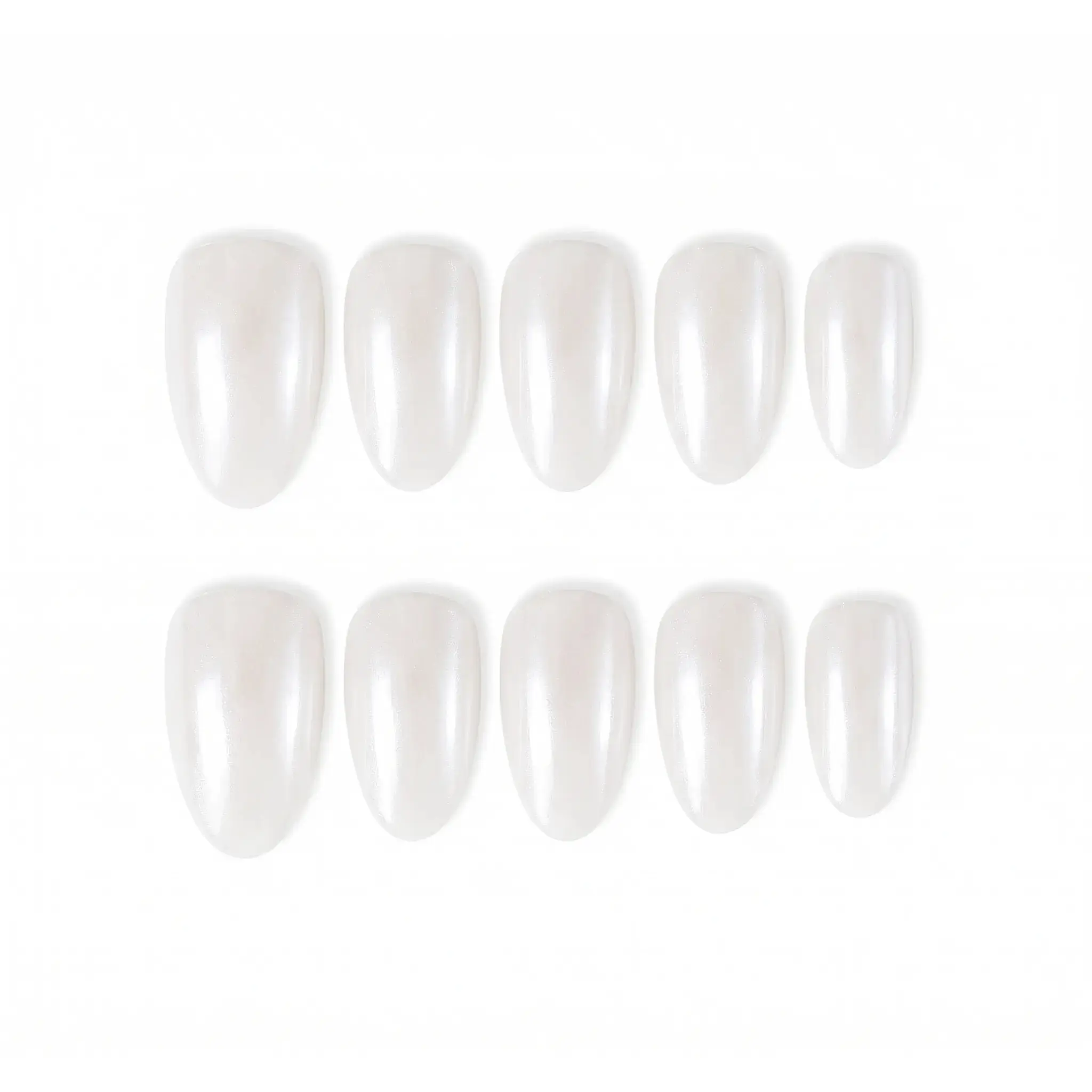 GlossyMuse Cloud Glow Press on Nails – Short Oval Milky White Iridescent Pearl Tennis Whites Shimmer Fake Nails, Glossy Acrylic Stick on Nails with Glue, Reusable Nail Kit 24pcs