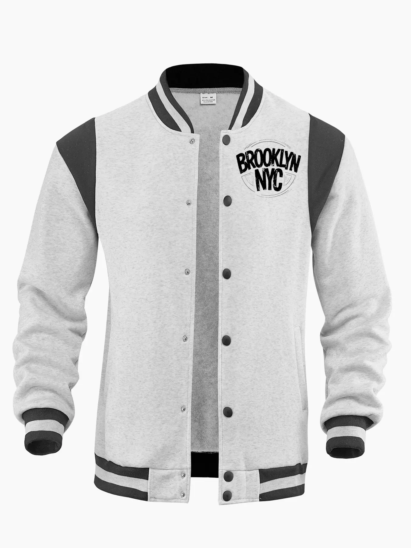 Men's casual jacket, Casual Fashionable Jacket, Casual Style Outerwear, with color-blocking stitching, open cardigan button design, with letter printing, regular long-sleeve buttoned, suitable for autumn and winter, men's outdoor activity coat
